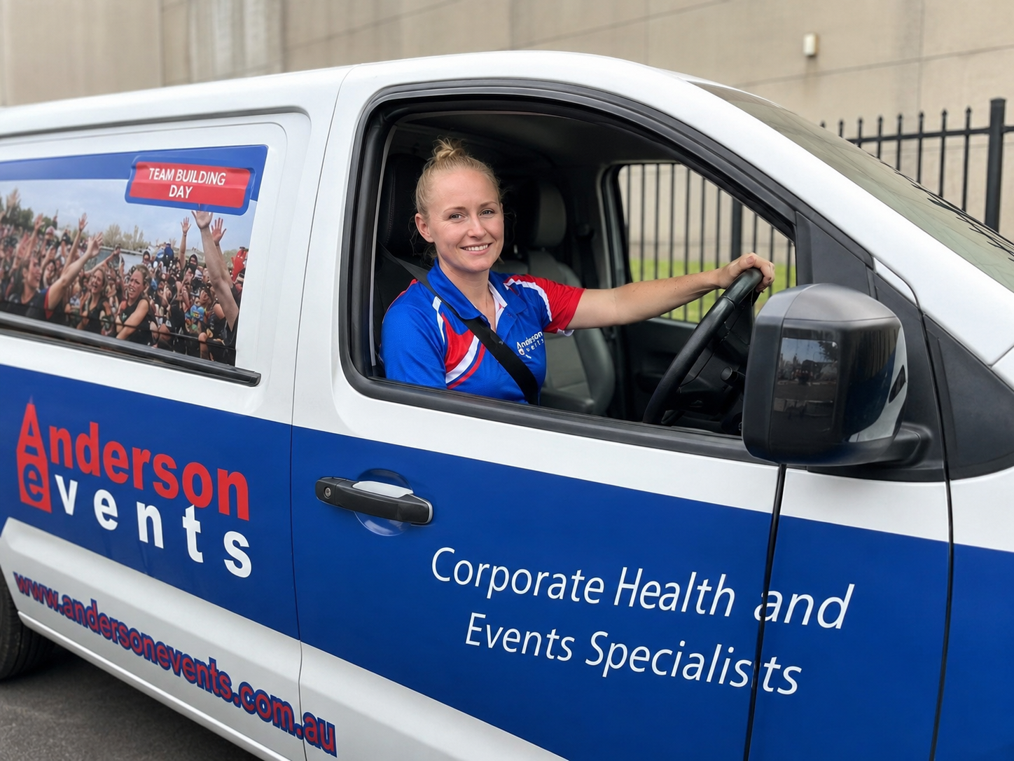 Anderson Events van - we come to your workplace for corporate wellness programs across Sydney and NSW