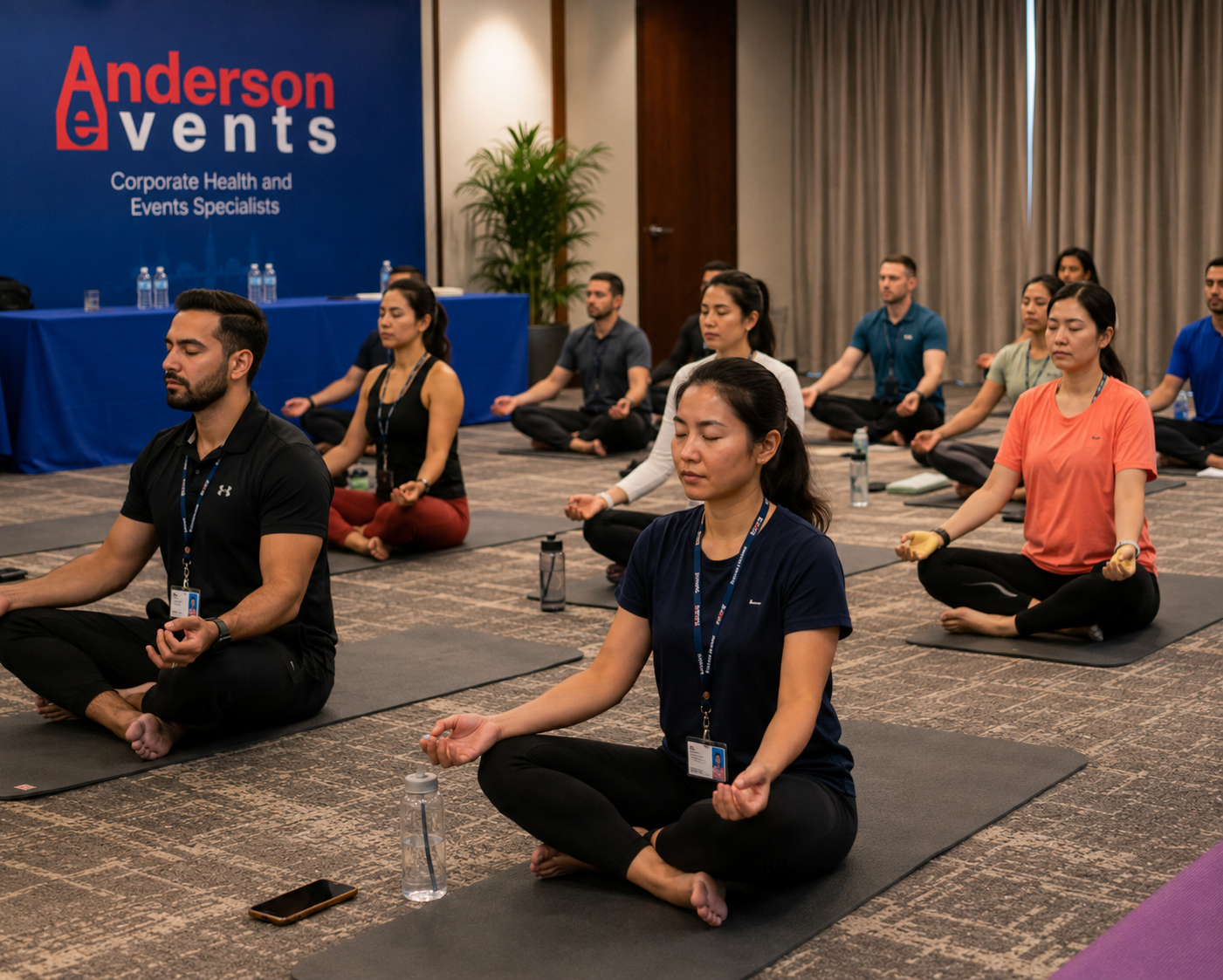 Corporate wellness meditation session in Sydney run by Anderson Events